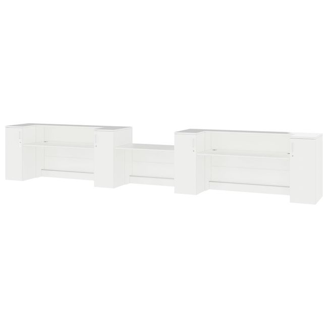 NOVUM Empfangstheke | 5200 - 6000 mm, Multicolor-LED-Beleuchtung, Weiß