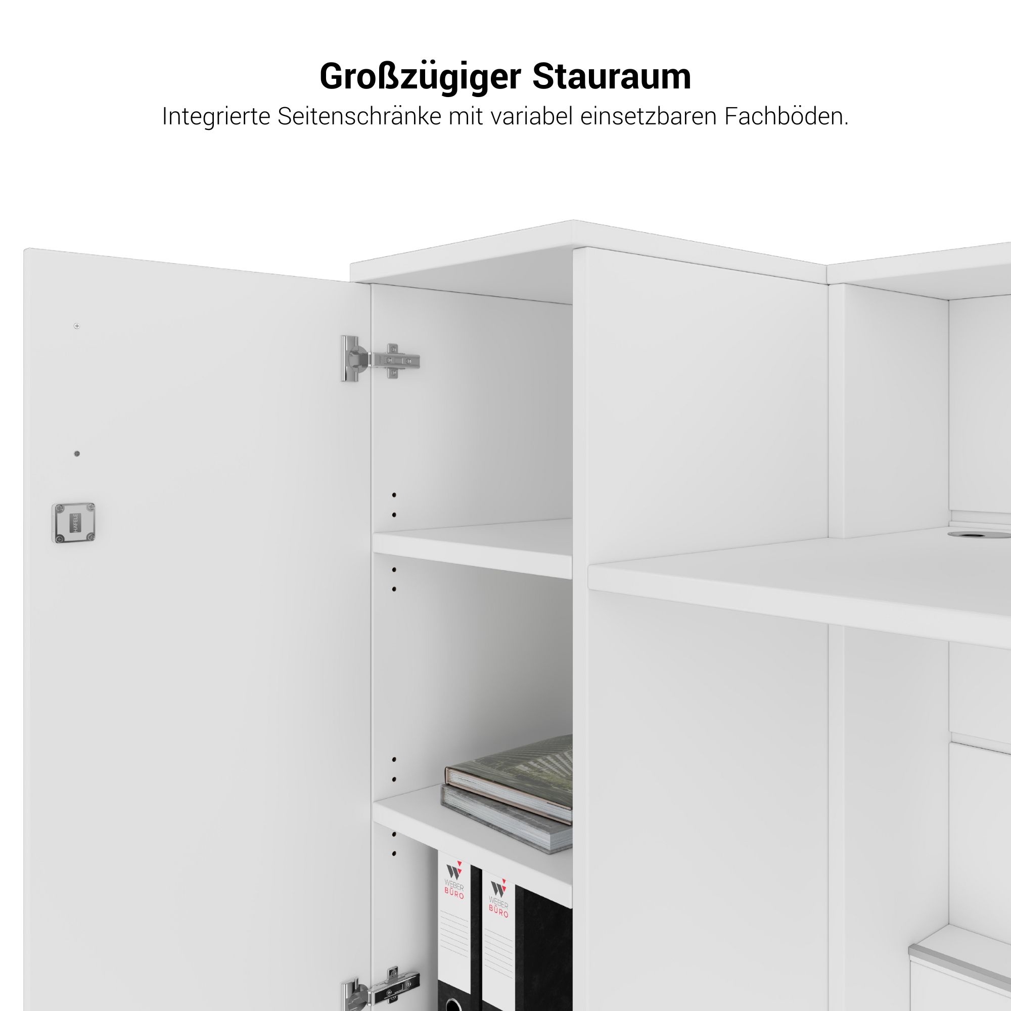 NOVUM Empfangstheke | 3600 - 4400 mm, Multicolor-LED-Beleuchtung, Weiß - 5 Main Image