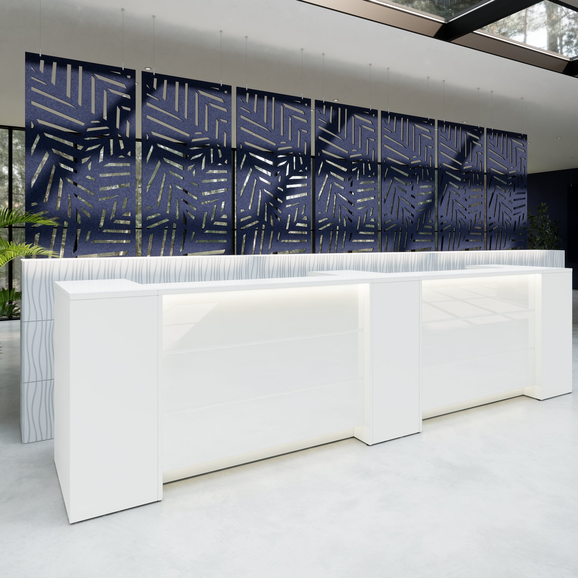 NOVUM Empfangstheke | 3600 - 4400 mm, Multicolor-LED-Beleuchtung, Weiß - 11 Main Image