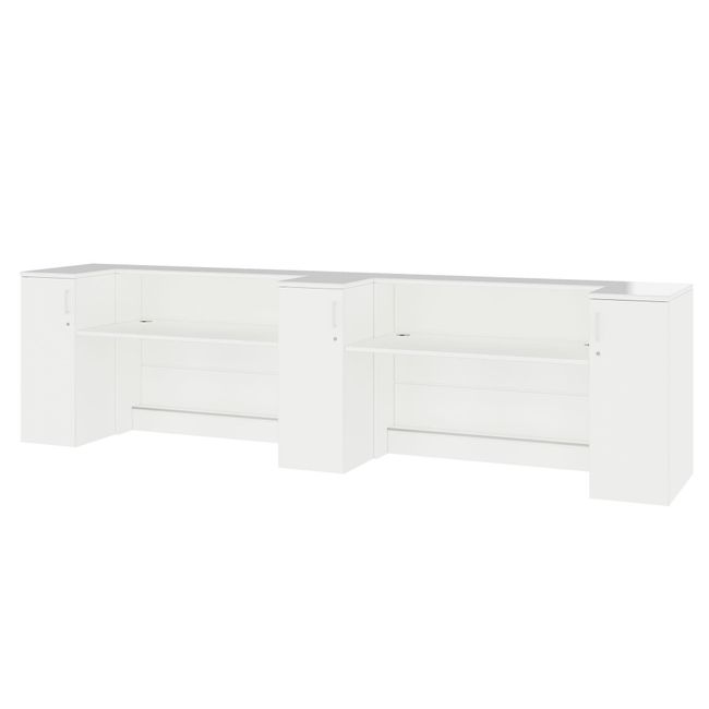 NOVUM Empfangstheke | 3600 - 4400 mm, Multicolor-LED-Beleuchtung, Weiß