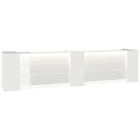 NOVUM Empfangstheke | 3600 - 4400 mm, Multicolor-LED-Beleuchtung, Weiß