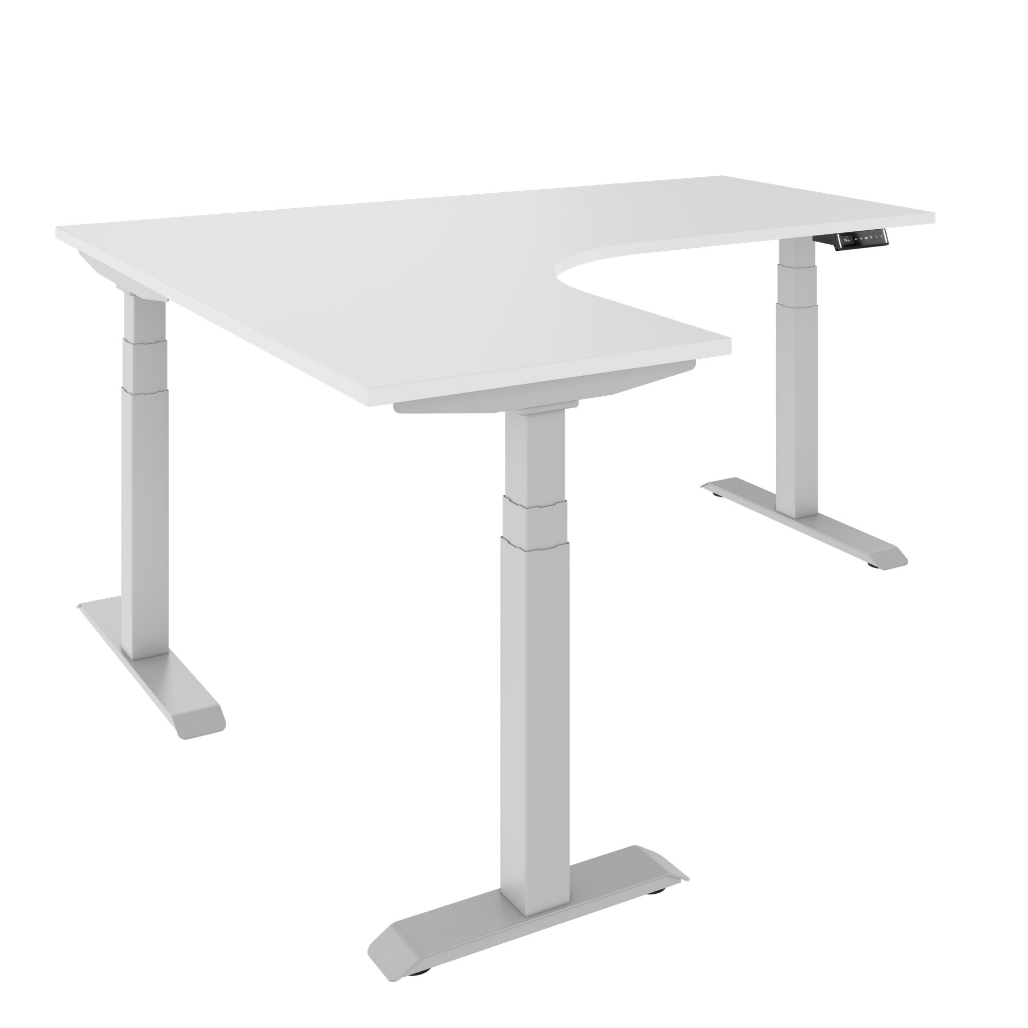 TELDRA Pro, Tableau de bureau à angle à 3 moteurs | 1800 x 1600 mm, réglable à hauteur électrique, blanc - 3 Main Image