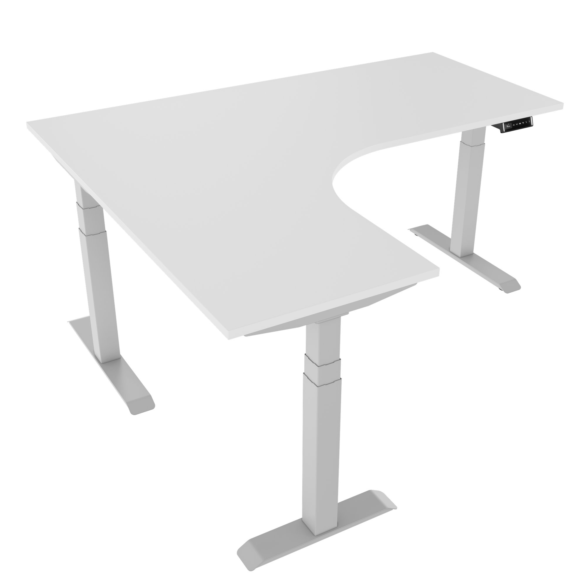 TELDRA Pro, Tableau de bureau à angle à 3 moteurs | 1800 x 1600 mm, réglable à hauteur électrique, blanc - 5 Main Image