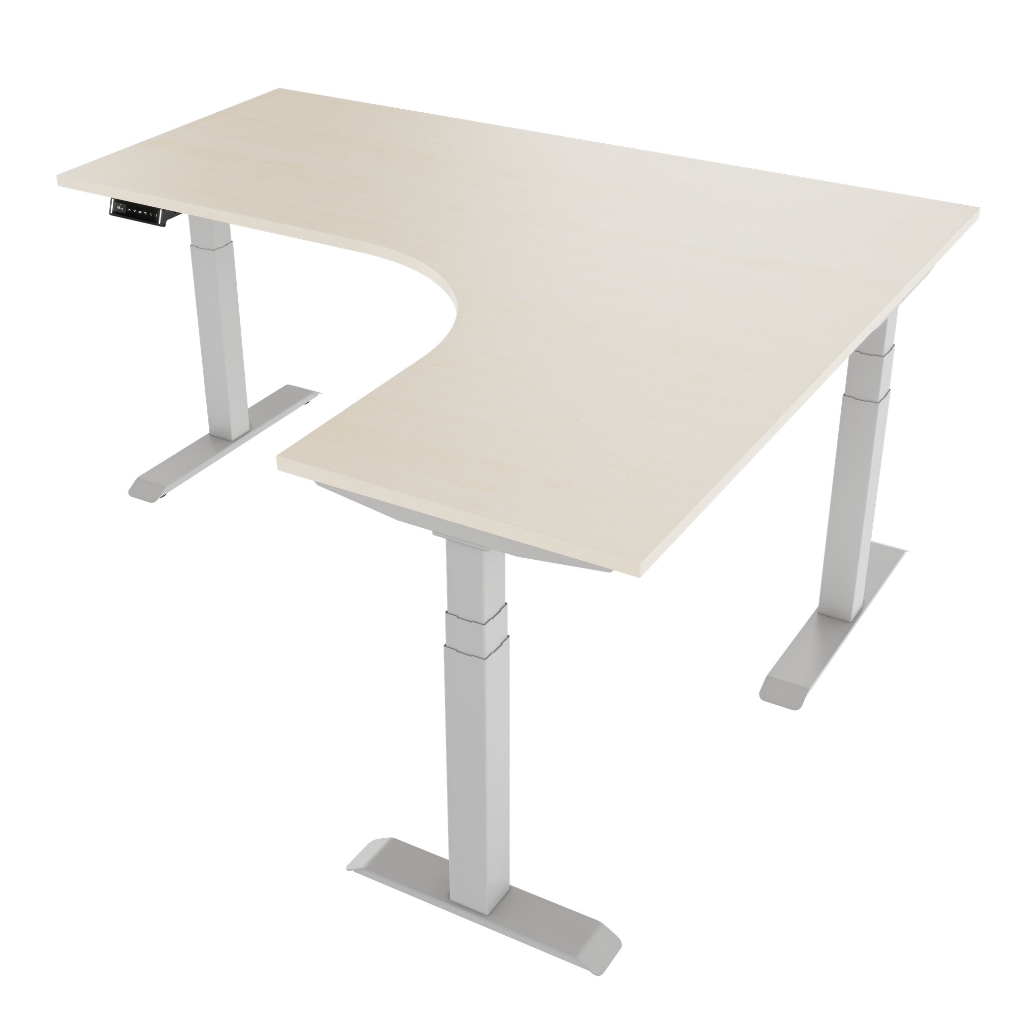 TELDRA Pro, Tableau de bureau à angle à 3 moteurs | 1800 x 1600 mm, réglable à la hauteur électrique, érable - 5 Main Image