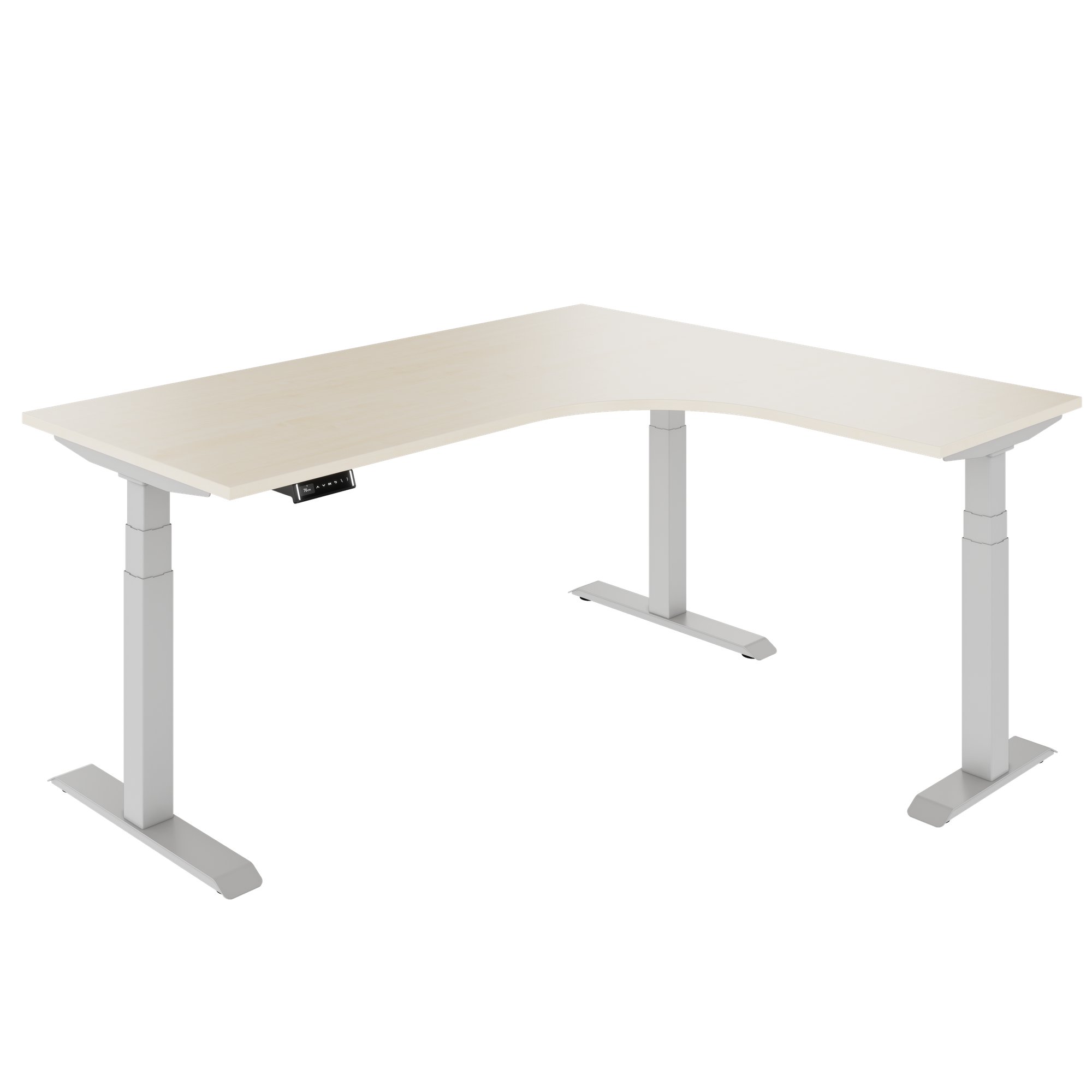 TELDRA Pro, Tableau de bureau à angle à 3 moteurs | 1800 x 1600 mm, réglable à la hauteur électrique, érable - 1 Main Image