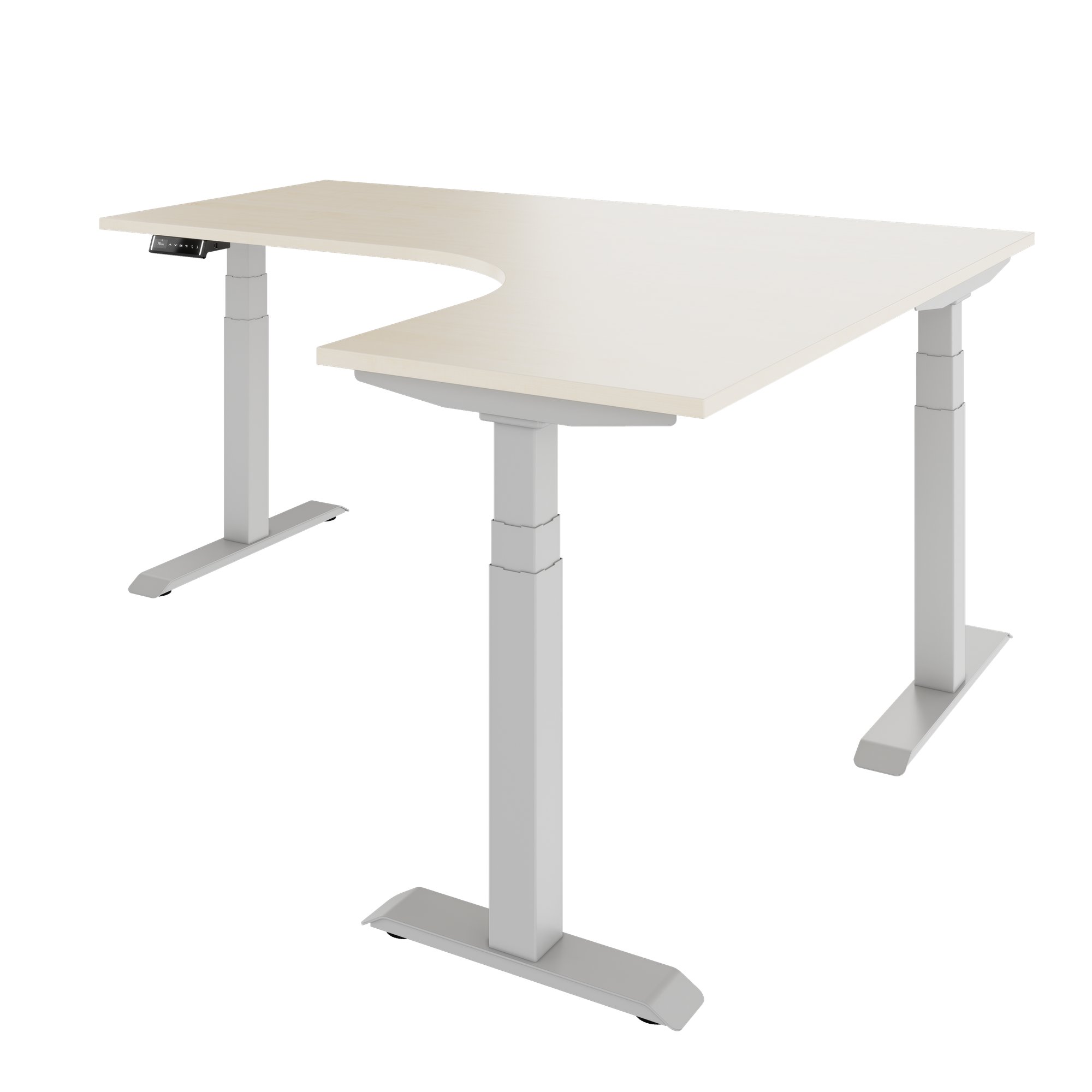 TELDRA Pro, Tableau de bureau à angle à 3 moteurs | 1800 x 1600 mm, réglable à la hauteur électrique, érable - 3 Main Image