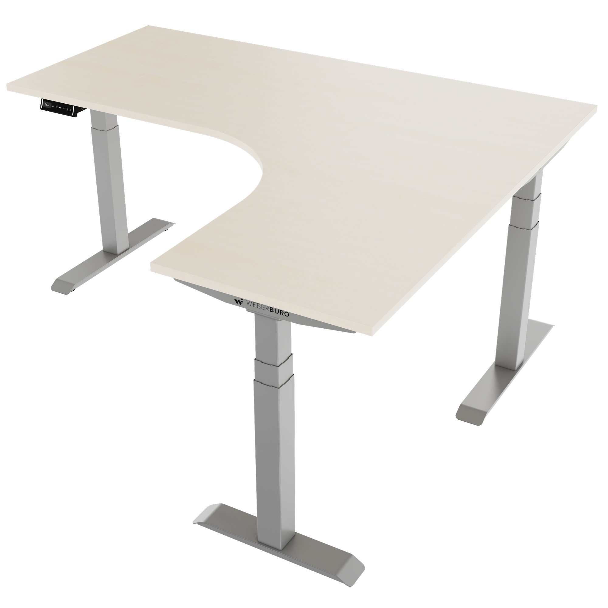 TELDRA Pro, 3-Motoren-Winkelschreibtisch | 1800 x 1600 mm, elektrisch höhenverstellbar, Ahorn - 5 Main Image