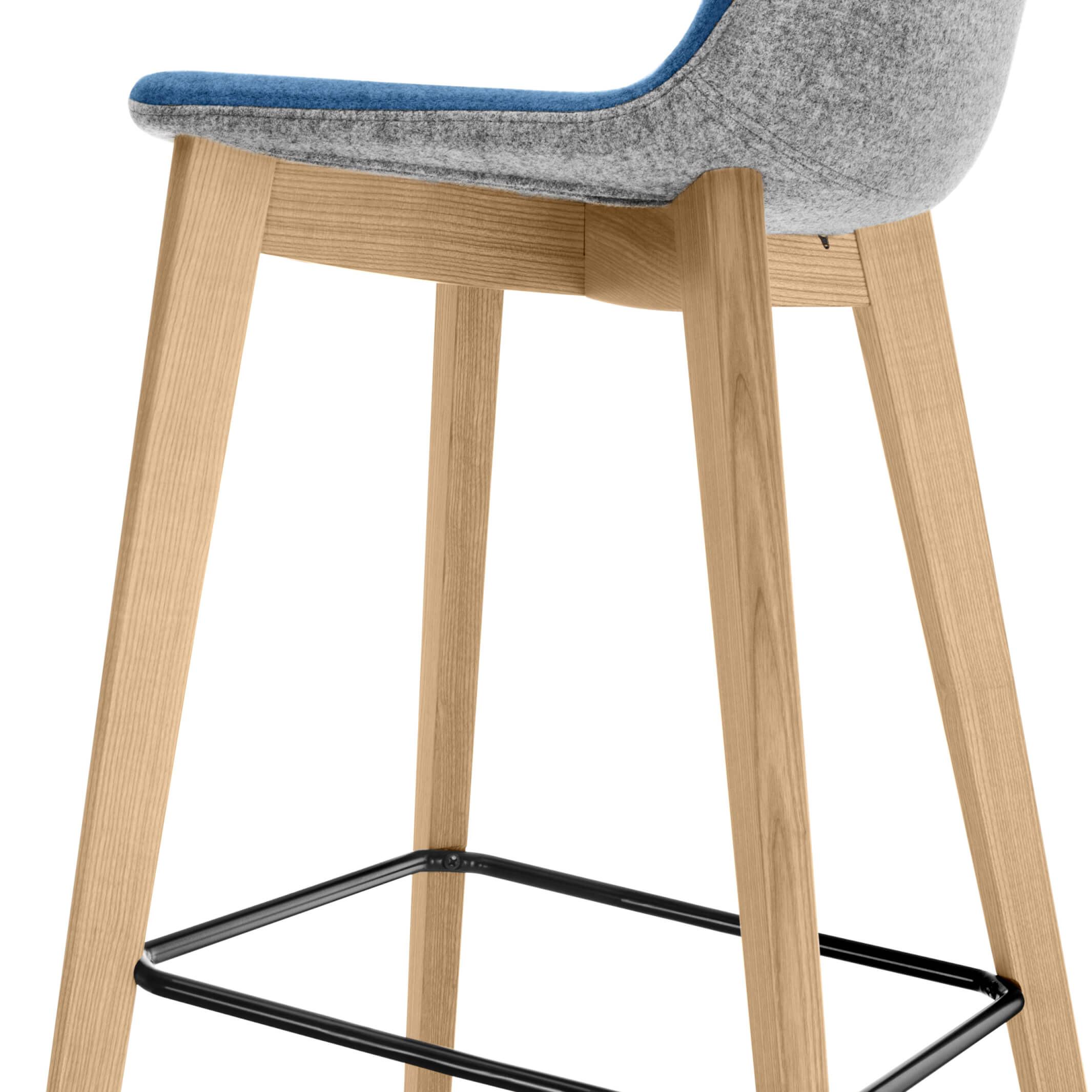 TWIST&SIT bar stool | Solid wood frame, 735 mm seat height, wool cover VELITO - 14 Main Image