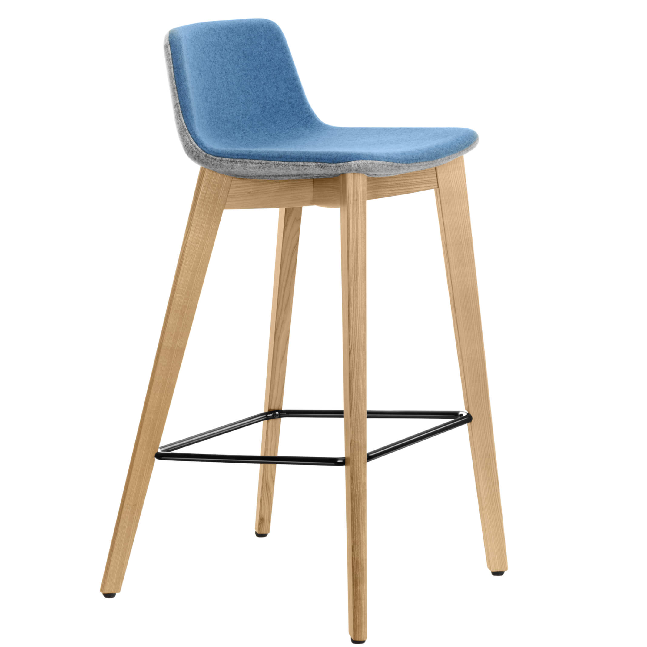 TWIST&SIT bar stool | Solid wood frame, 735 mm seat height, wool cover VELITO - 6 Main Image