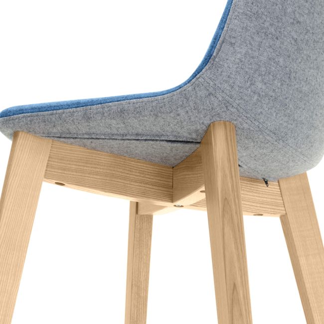 TWIST&SIT Barhocker | Massivholz-Gestell, 735 mm Sitzhöhe, Wollbezug VELITO