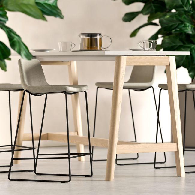 TWIST&SIT Barhocker | Kufengestell, 735 mm Sitzhöhe, Wollbezug VELITO