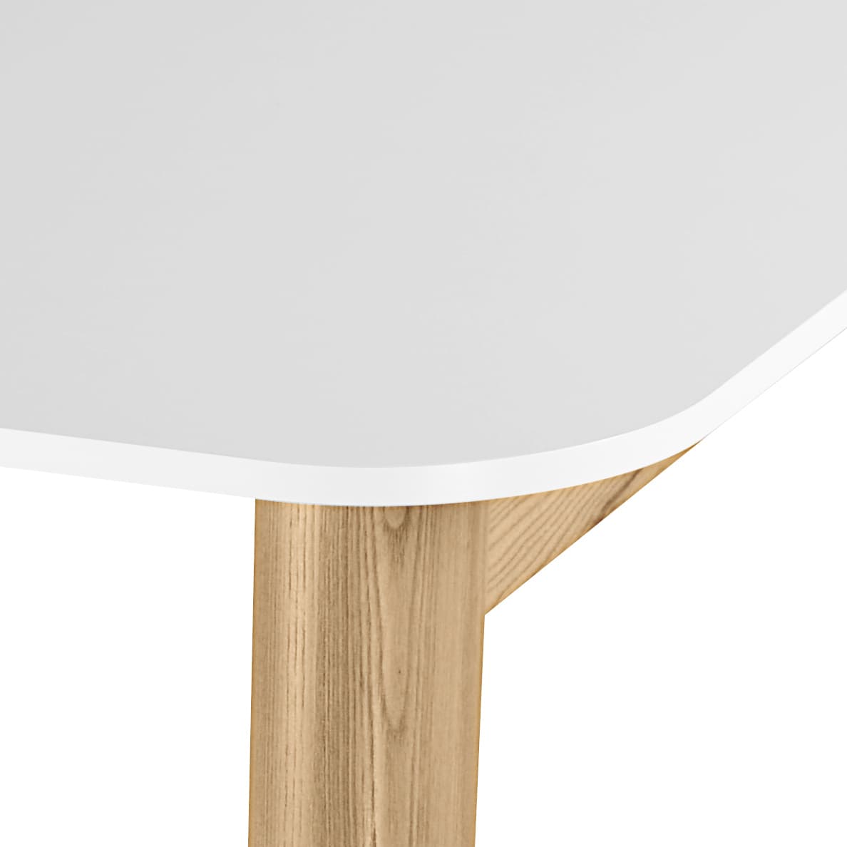 NOVA WOOD Meeting table | Solid wood frame, 1600 x 800 mm, HPL white - 4 Main Image