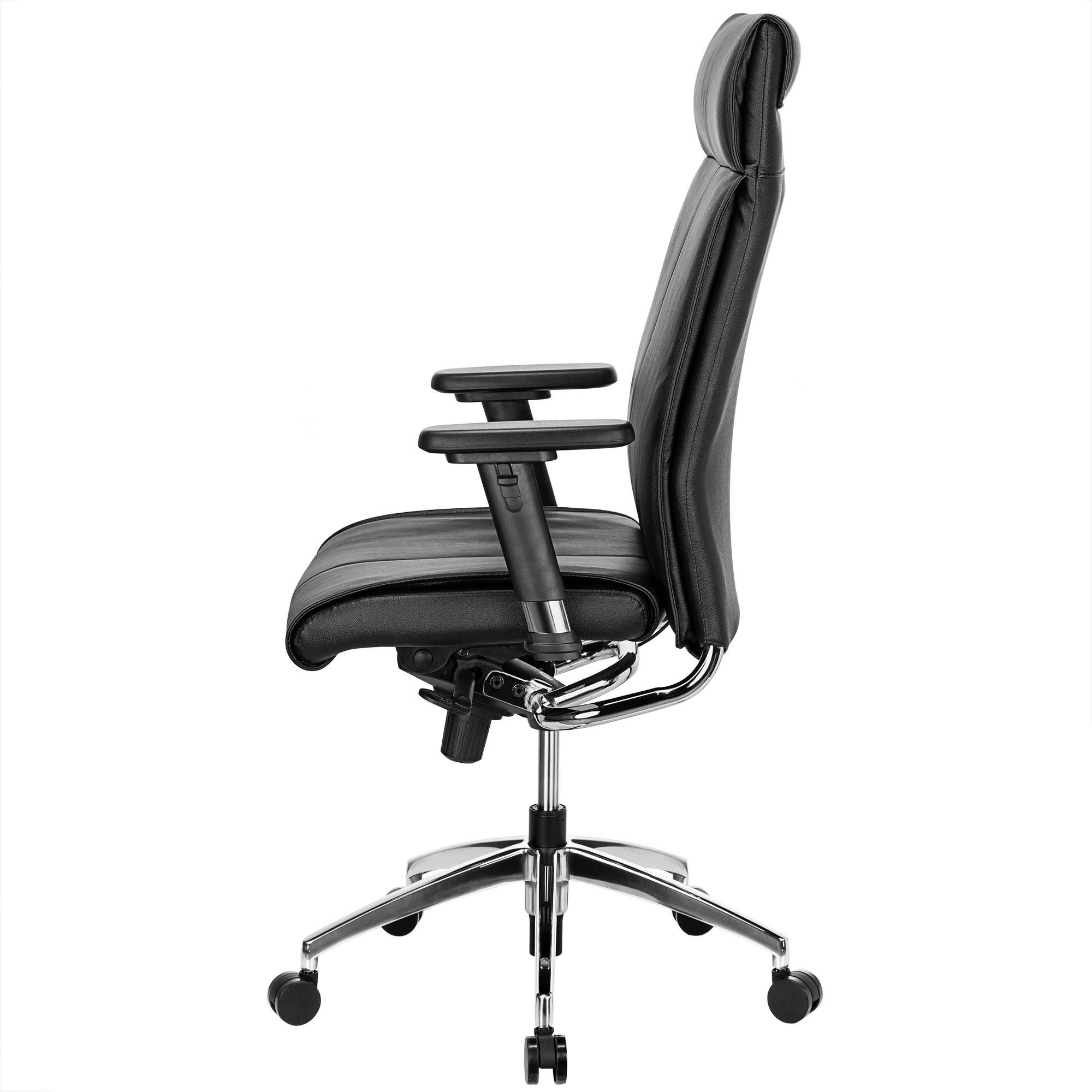 TOP office swivel chair | Lumbar support, genuine leather, black - 5 Main Image