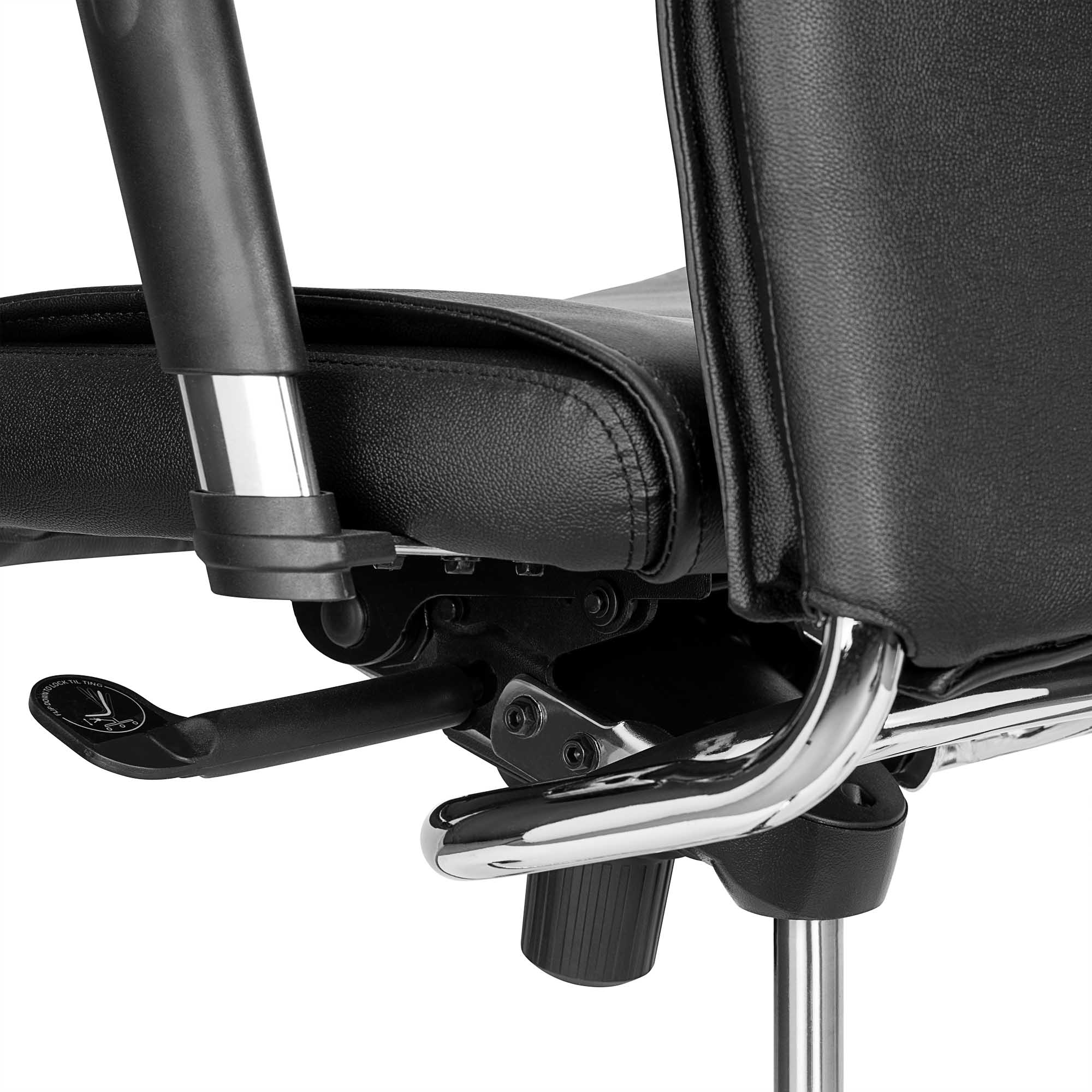 TOP office swivel chair | Lumbar support, genuine leather, black - 9 Main Image