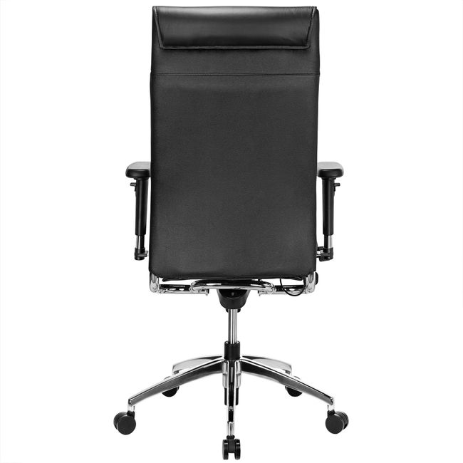 TOP Bürodrehstuhl | Lordosenstütze, Echtleder, Schwarz