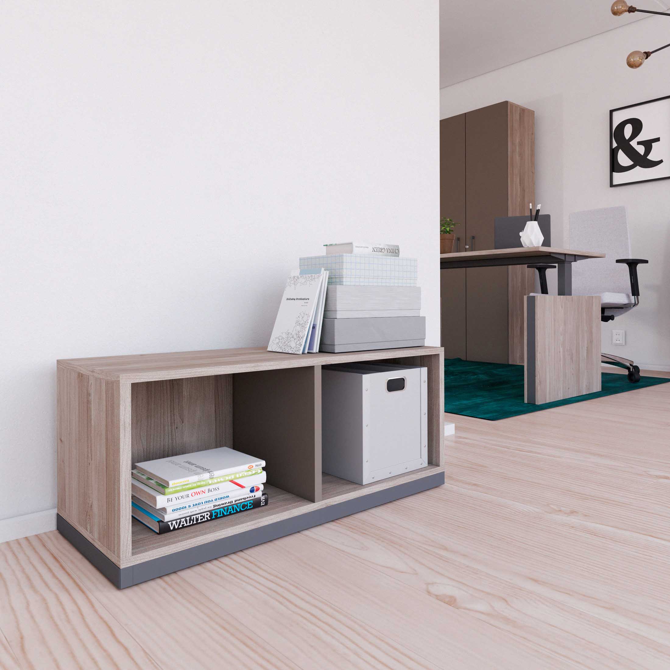 CHOICE Libreria | 1 OH, 1000 x 410 mm, grigio grigio in rovere nord / cubanite - 1 Main Image