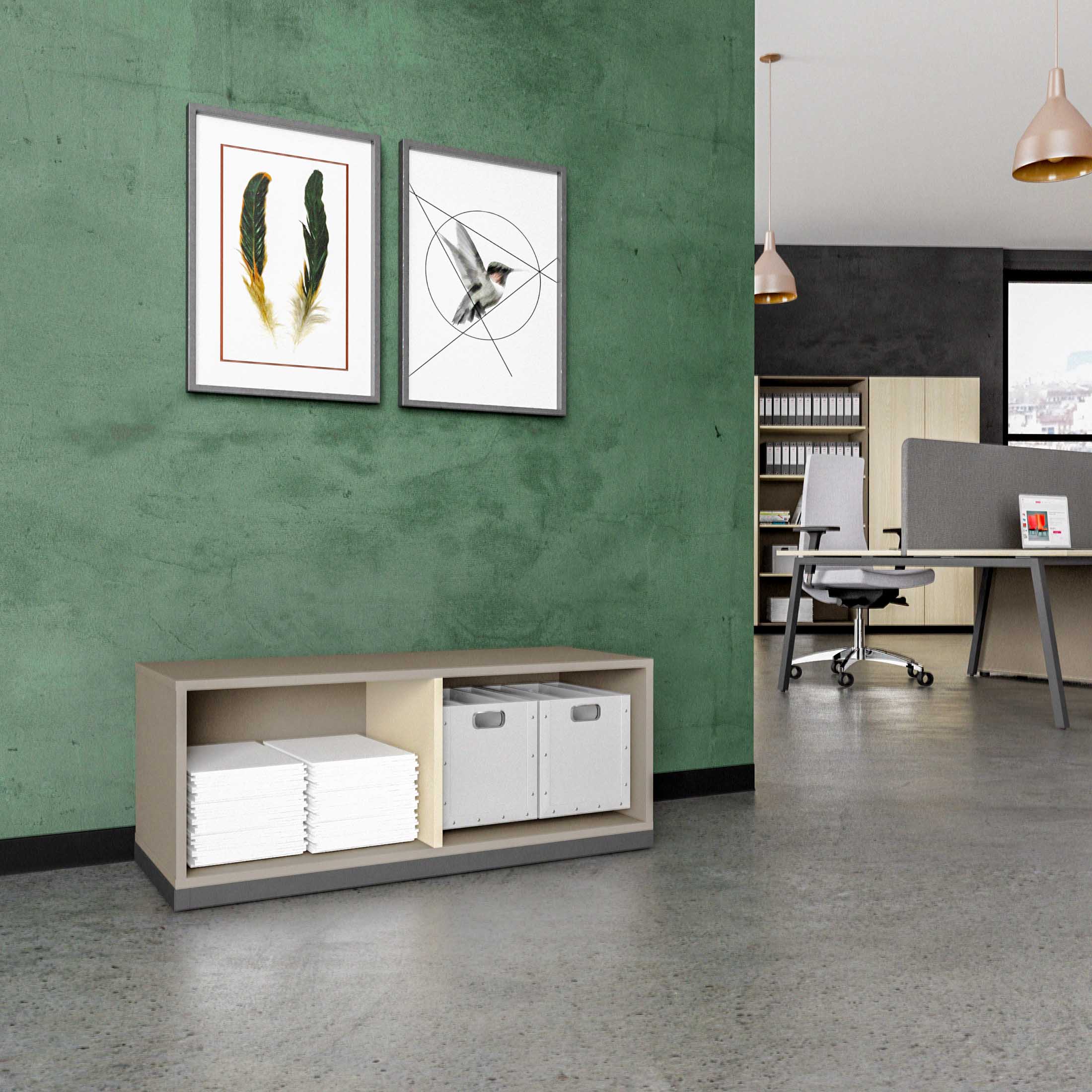 CHOICE Libreria | 1 OH, 1000 x 410 mm, cubanite grigio / cenere di sabbia - 1 Main Image