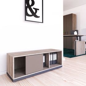 CHOICE Schiebetürenschrank | 1 OH, 1200 x 410 mm, Cubanitgrau /Nordeiche grau