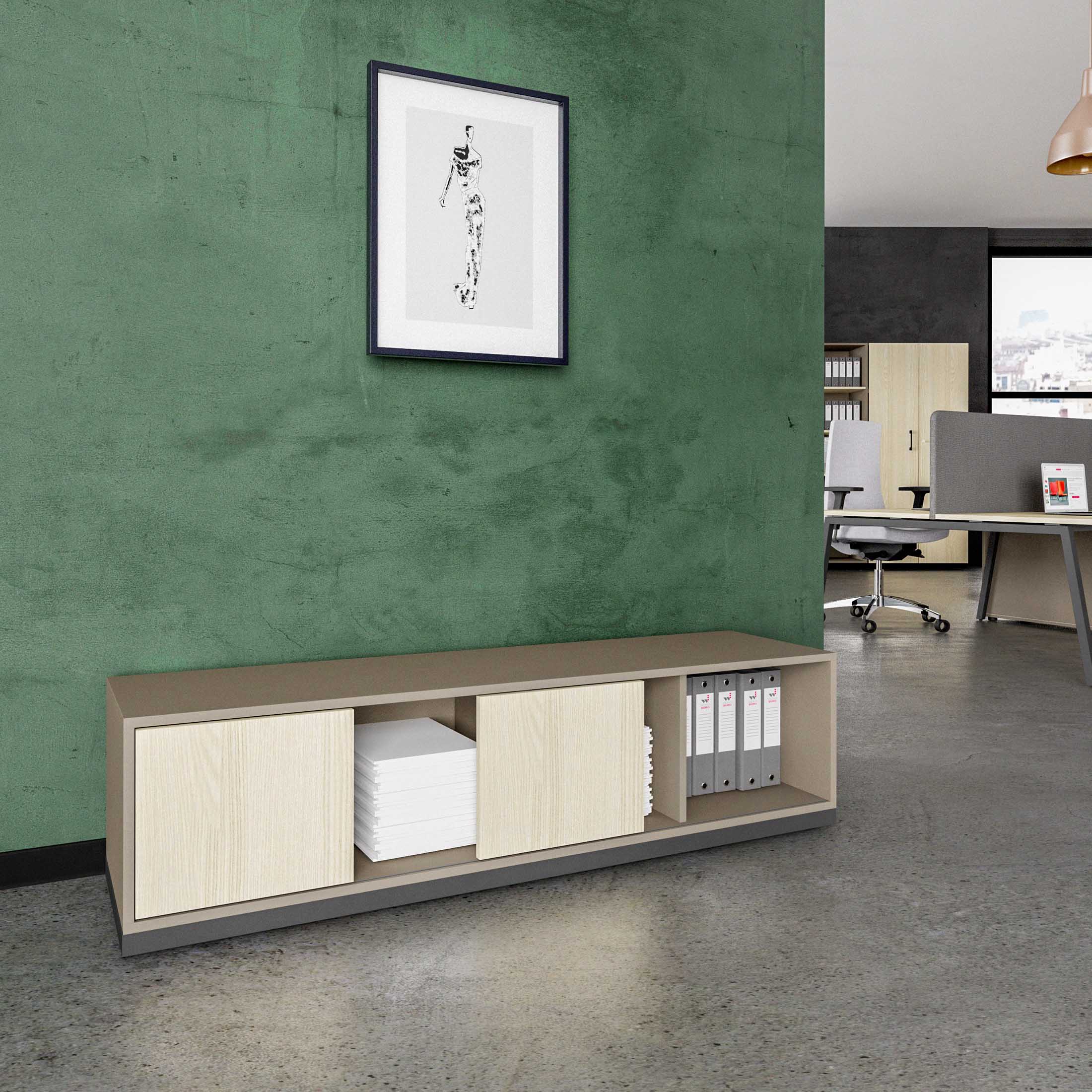 CHOICE Armoire de porte coulissante | 1 oh, 1600 x 410 mm, cendres gris / sable cubanite - 1 Main Image