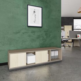 CHOICE Schiebetürenschrank | 1 OH, 1600 x 410 mm, Cubanitgrau / Sandesche
