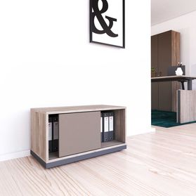 CHOICE Schiebetürenschrank | 1 OH, 800 x 410 mm, Nordeiche grau / Cubanitgrau
