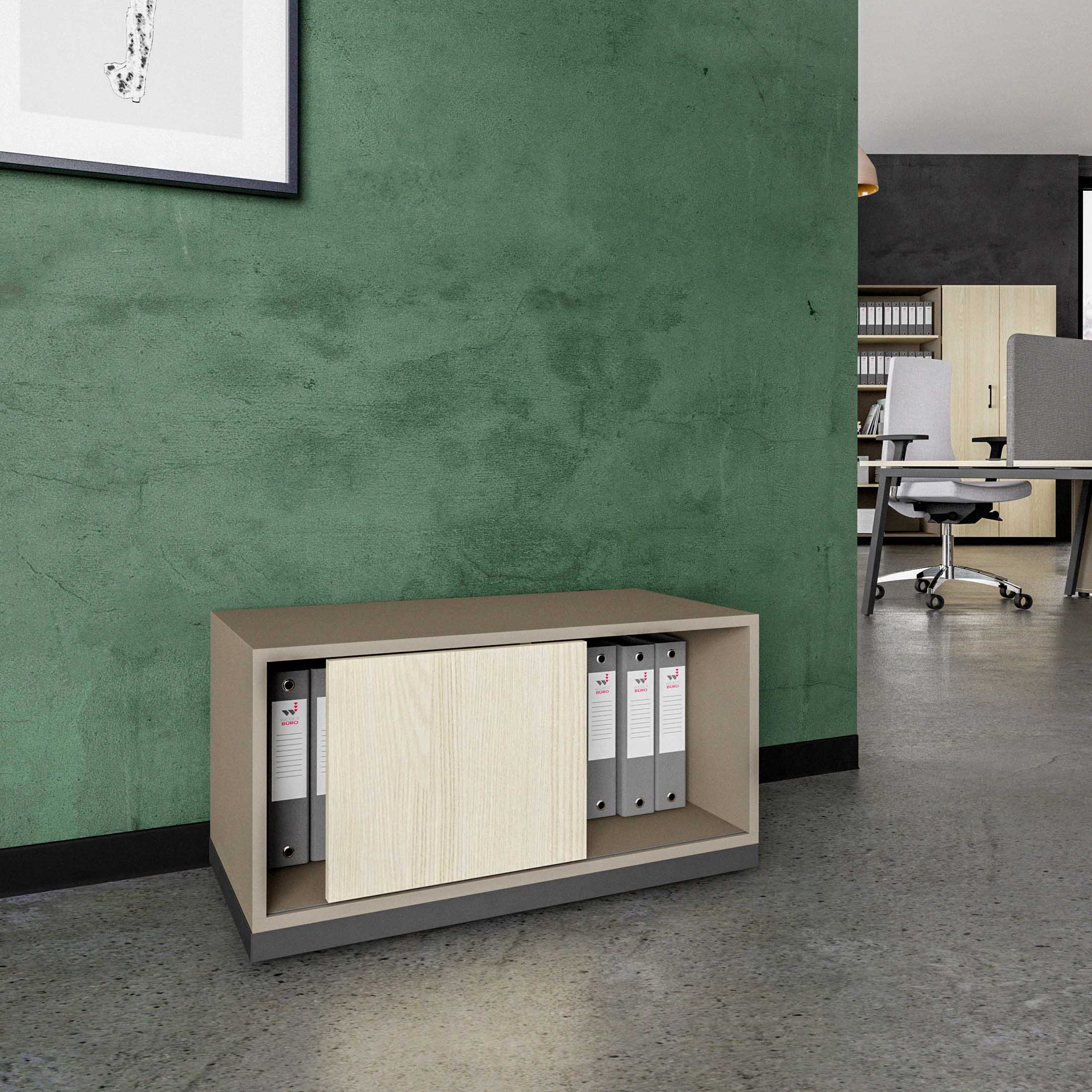 CHOICE Sliding door cabinet | 1 oh, 800 x 410 mm, cubanite gray / sand ash - 1 Main Image