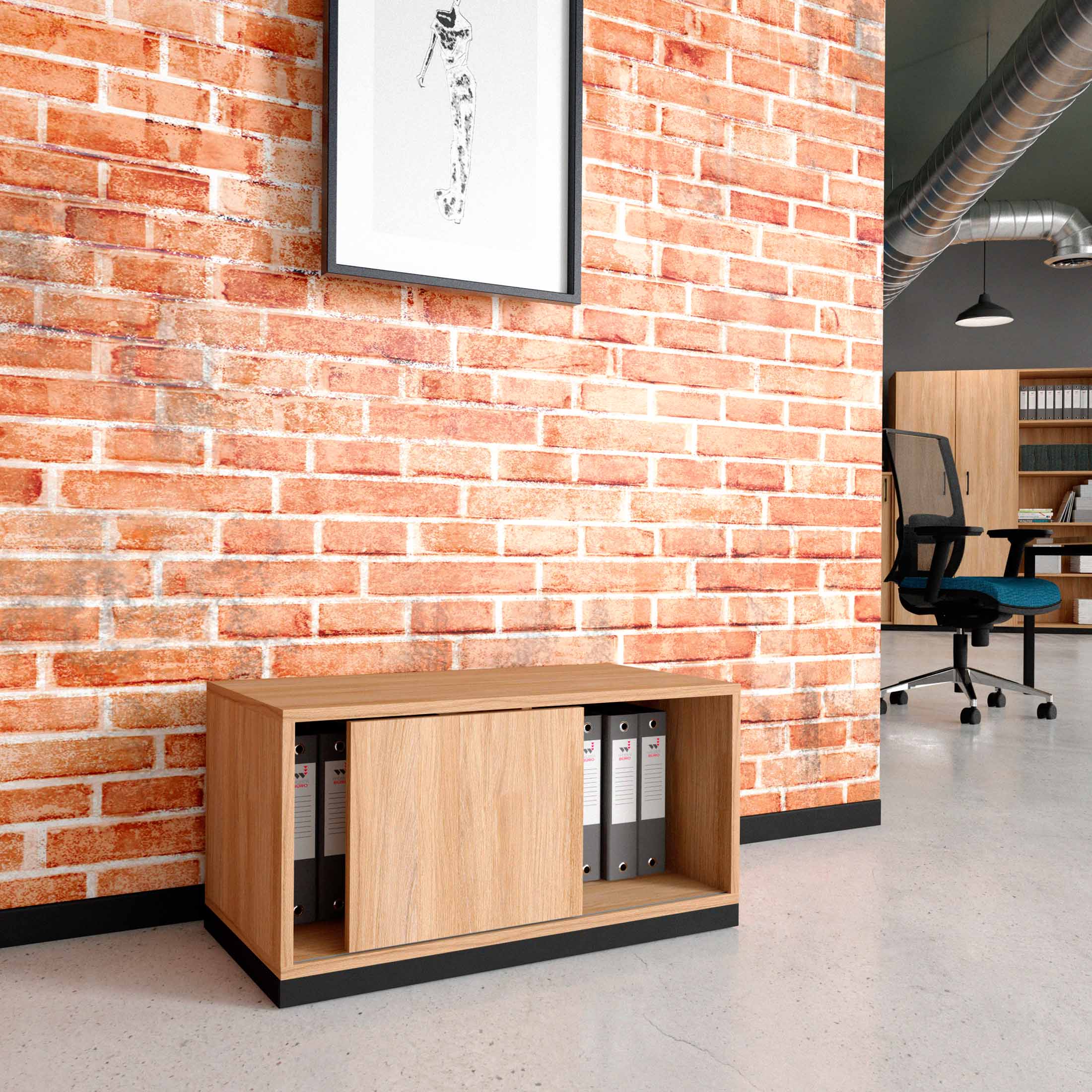 CHOICE Sliding door cabinet | 1 oh, 800 x 410 mm, amber oak - 1 Main Image