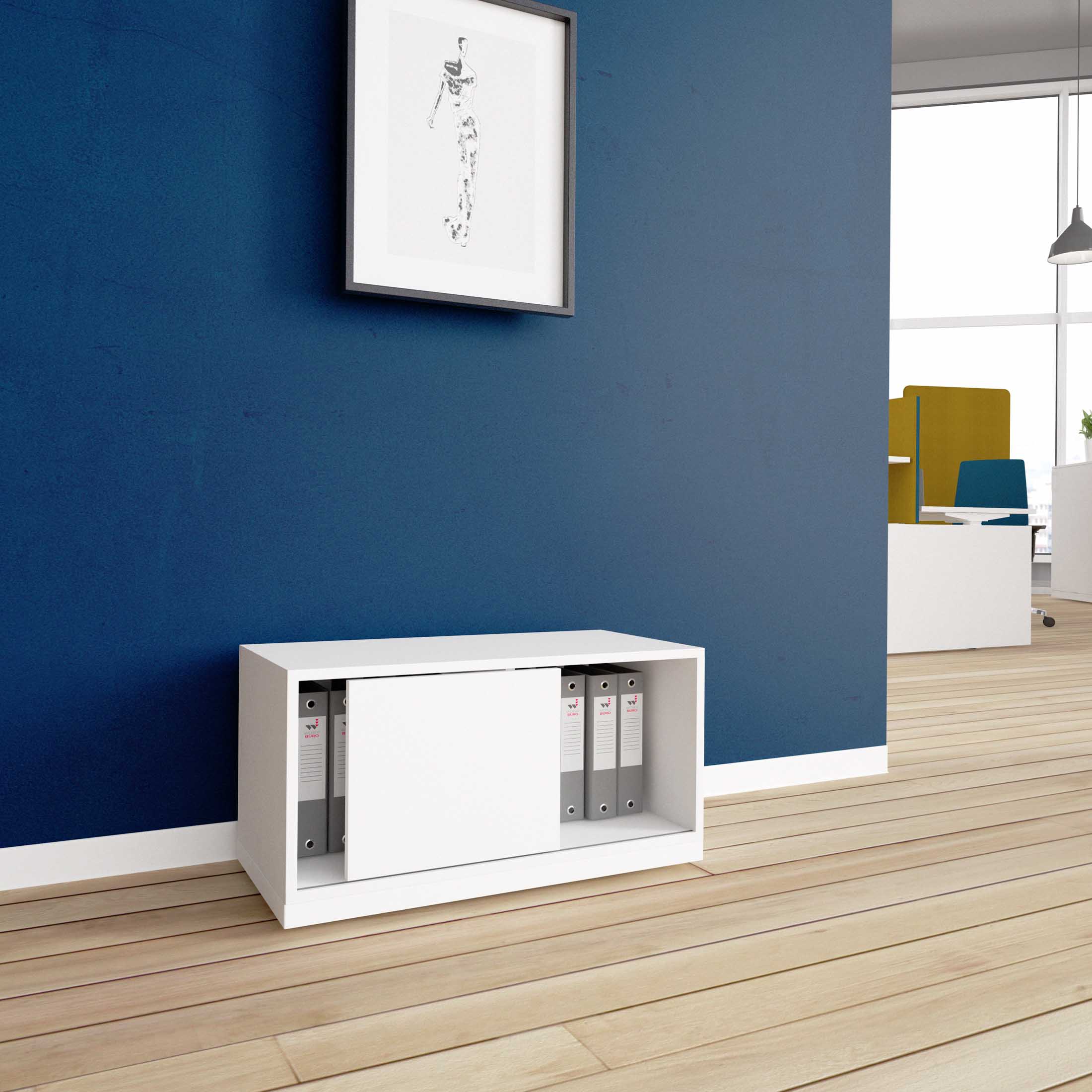 CHOICE Sliding door cabinet | 1 U, 800 x 410 mm, white - 1 Main Image
