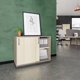 CHOICE Schiebetürenschrank | 2 OH, 1000 x 760 mm, Cubanitgrau / Sandesche