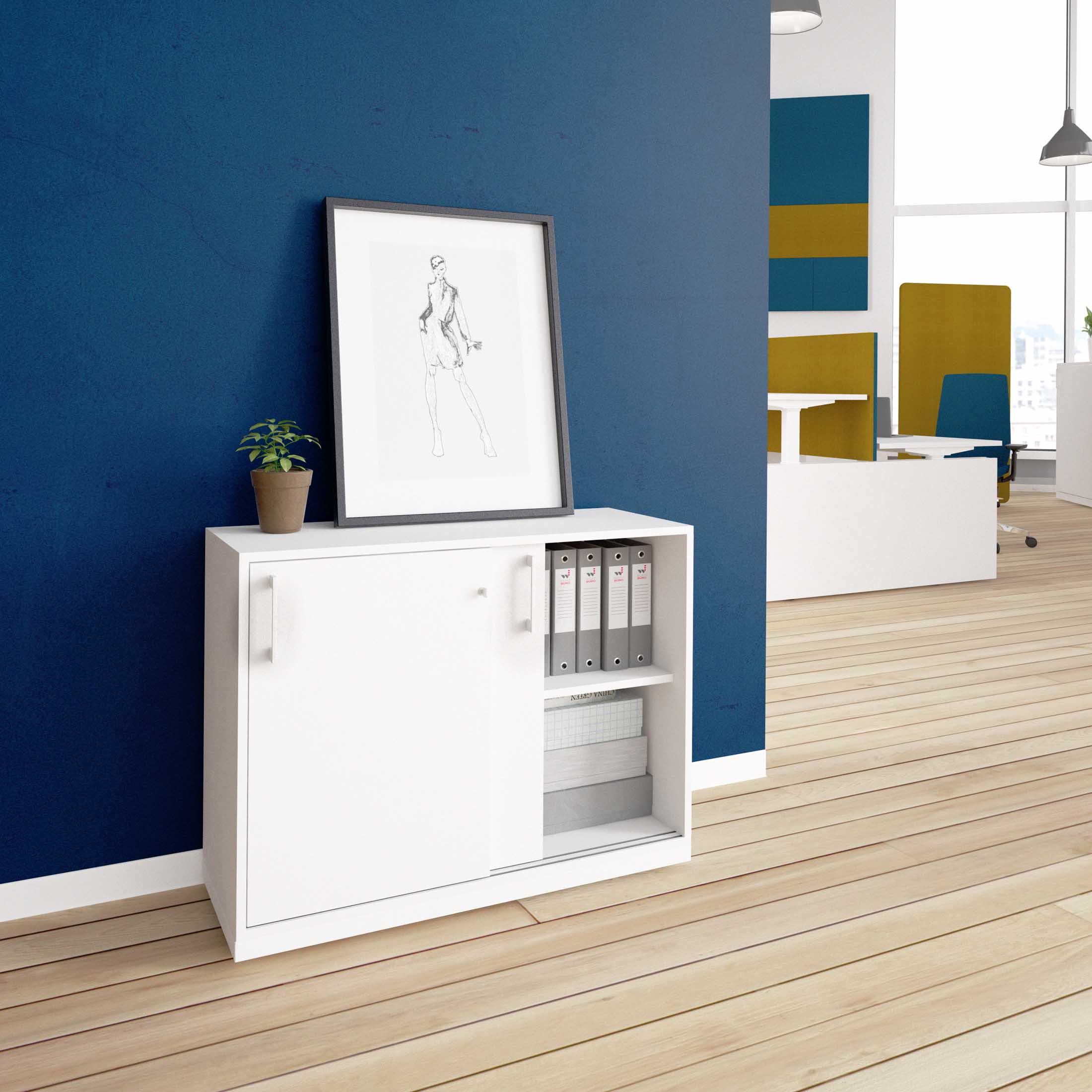 CHOICE Cabinet di porta scorrevole | 2 oh, 1000 x 760 mm, bianco - 1 Main Image