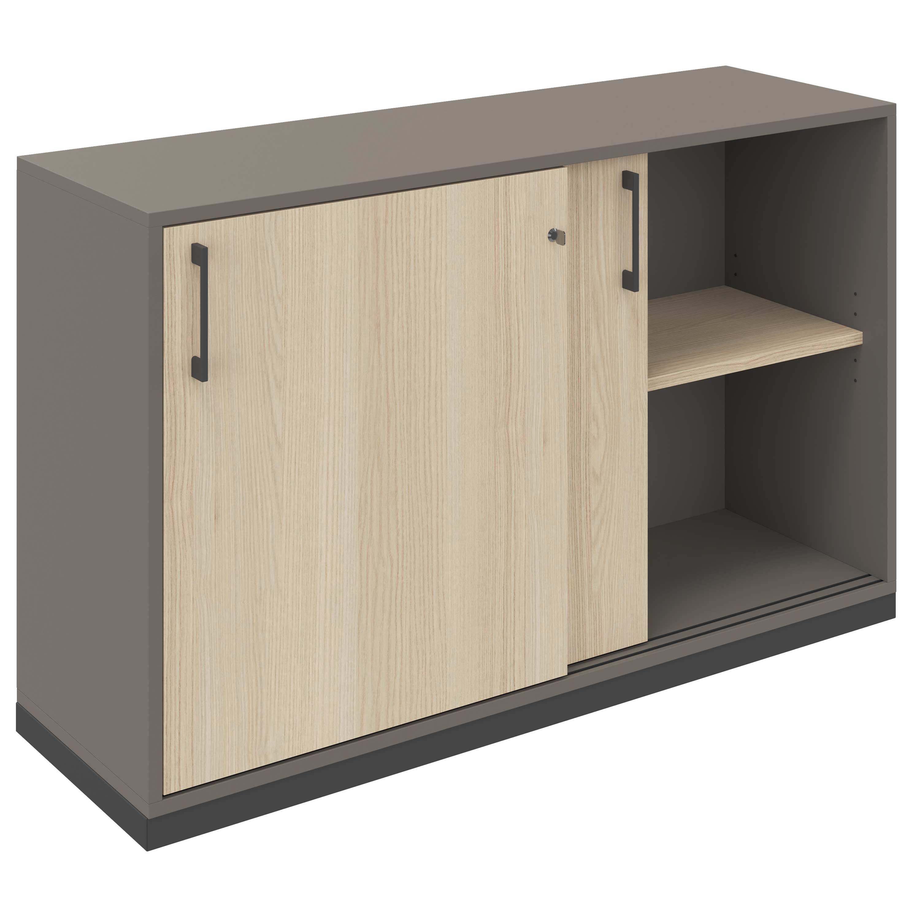 CHOICE Sliding door cabinet | 2 Oh, 1200 x 760 mm, cubanite gray / sand ash - 2 Main Image