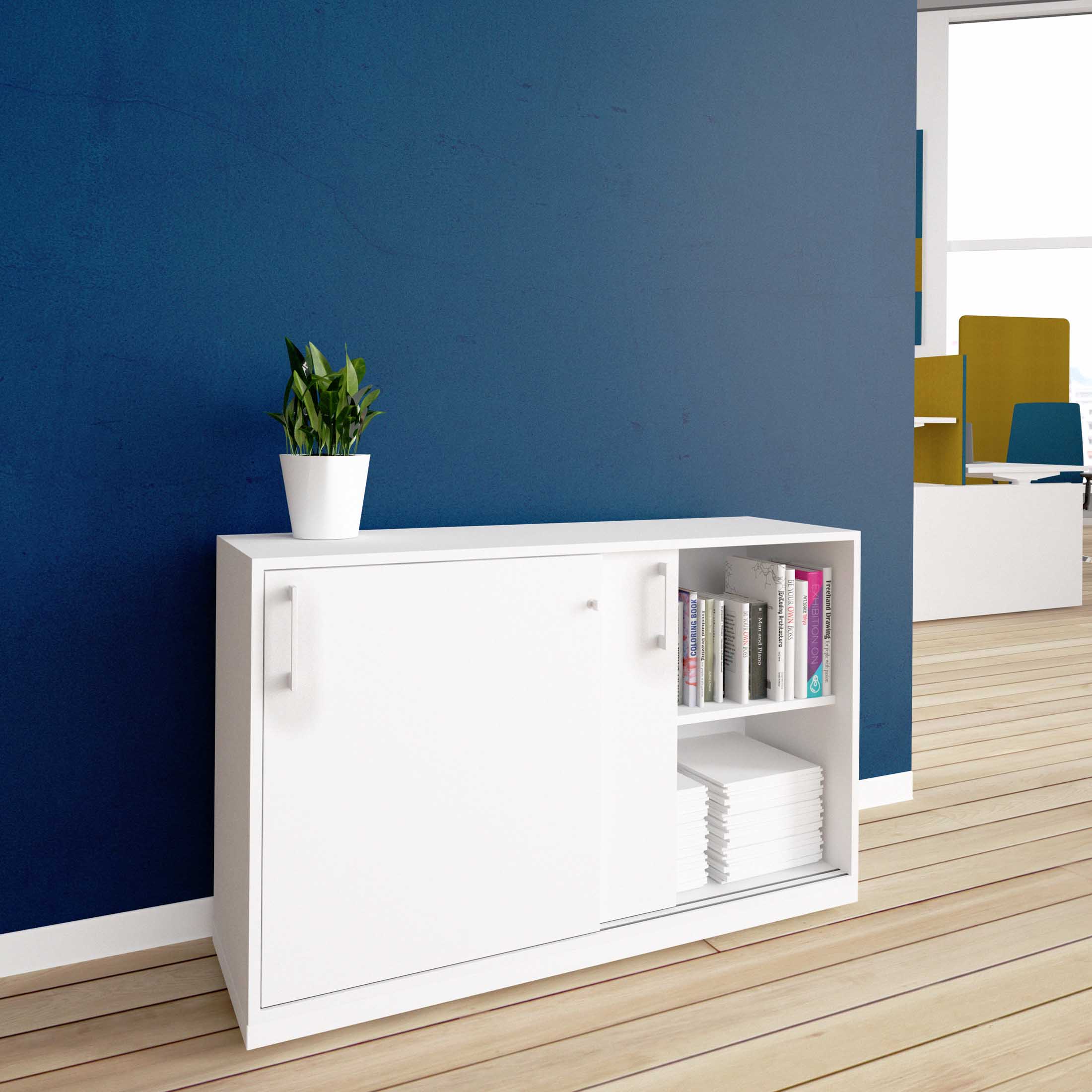 CHOICE Sliding door cabinet | 2 Oh, 1200 x 760 mm, white - 1 Main Image