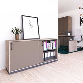 CHOICE Schiebetürenschrank | 2 OH, 1600 x 760 mm, Nordeiche grau / Cubanitgrau