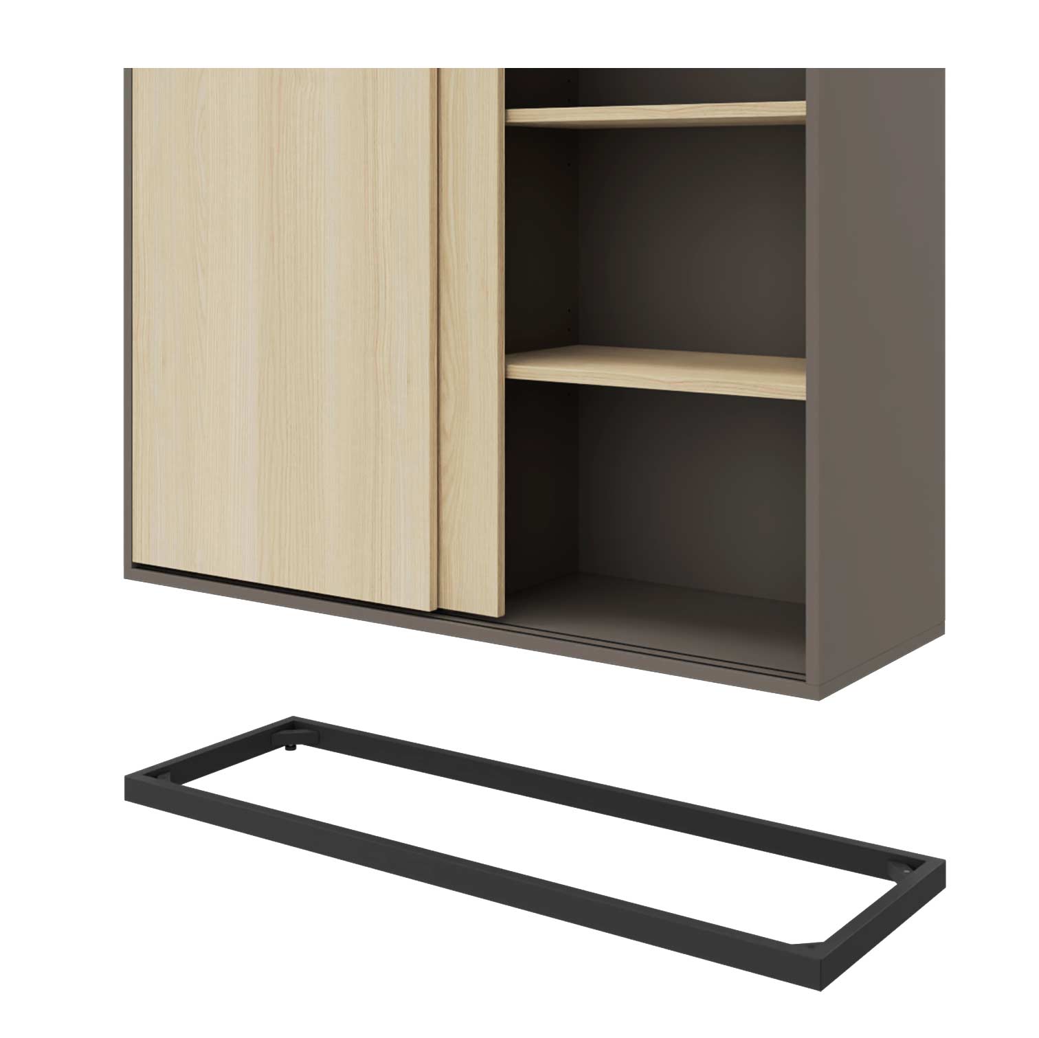 CHOICE Armoire de porte coulissante | 2 oh, 1600 x 760 mm, cendres gris / sable cubanite - 4 Main Image