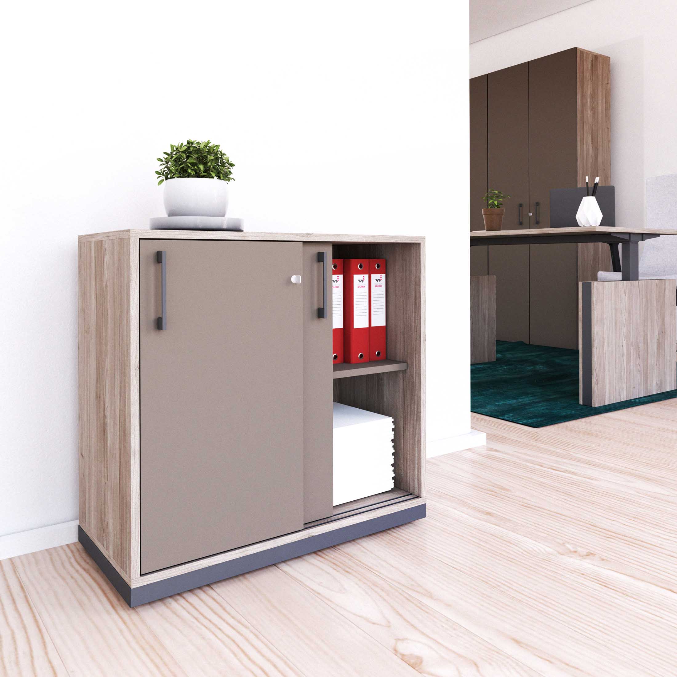 CHOICE sliding door wardrobe | 2 OH, 800 x 760 mm, Cubanite gray / Northern oak gray - 1 Main Image