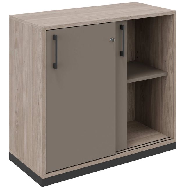 CHOICE Schiebetürenschrank | 2 OH, 800 x 760 mm, Cubanitgrau / Nordeiche grau