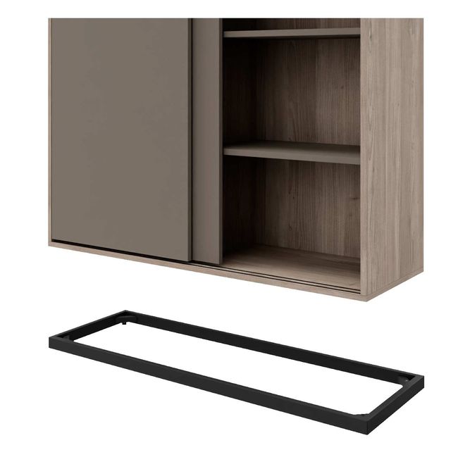 CHOICE Schiebetürenschrank | 2 OH, 800 x 760 mm, Cubanitgrau / Nordeiche grau