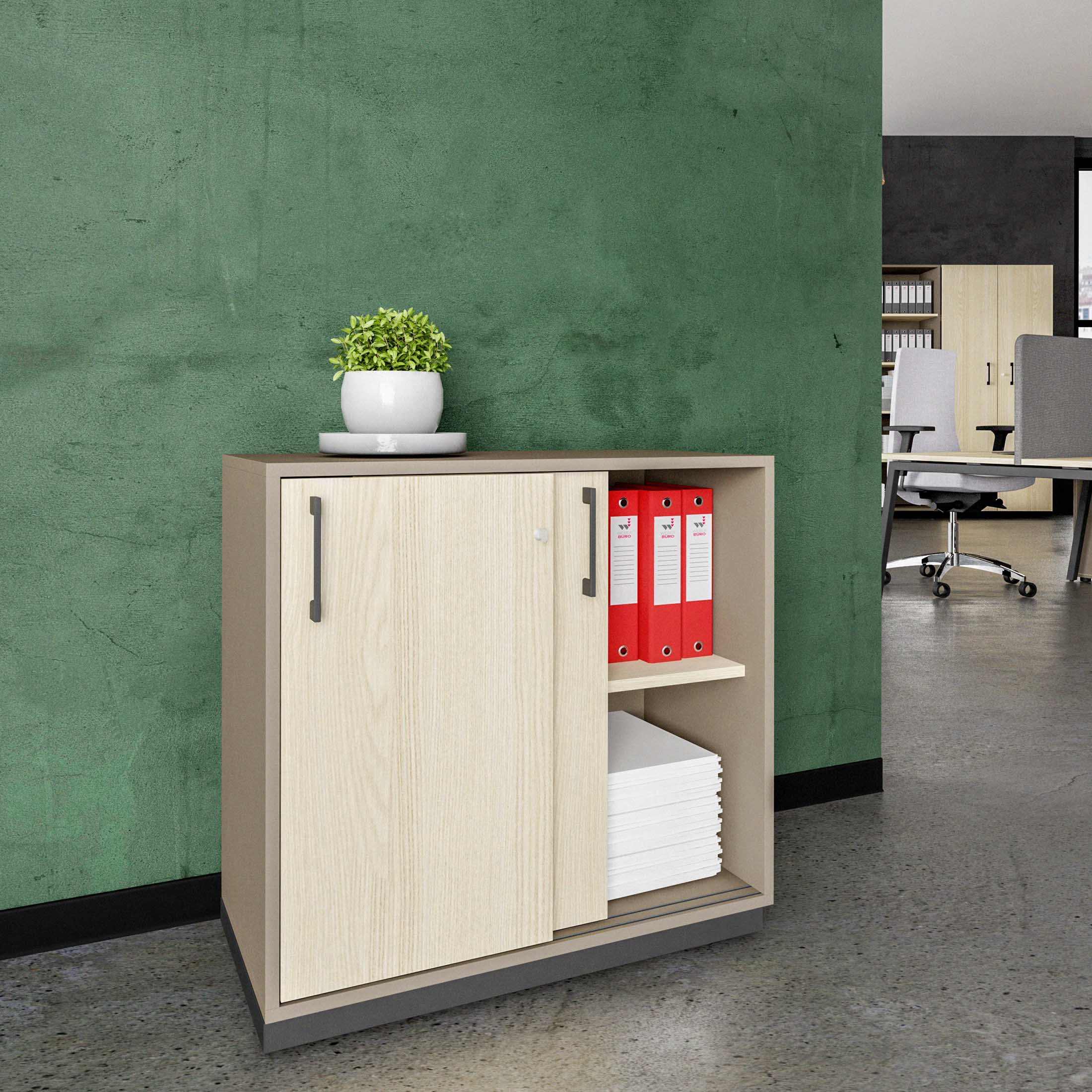 CHOICE sliding door wardrobe | 2 OH, 800 x 760 mm, cubanite gray / sand ash - 1 Main Image