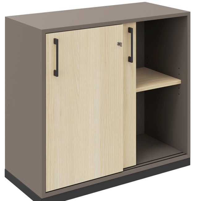 CHOICE Schiebetürenschrank | 2 OH, 800 x 760 mm, Cubanitgrau / Sandesche