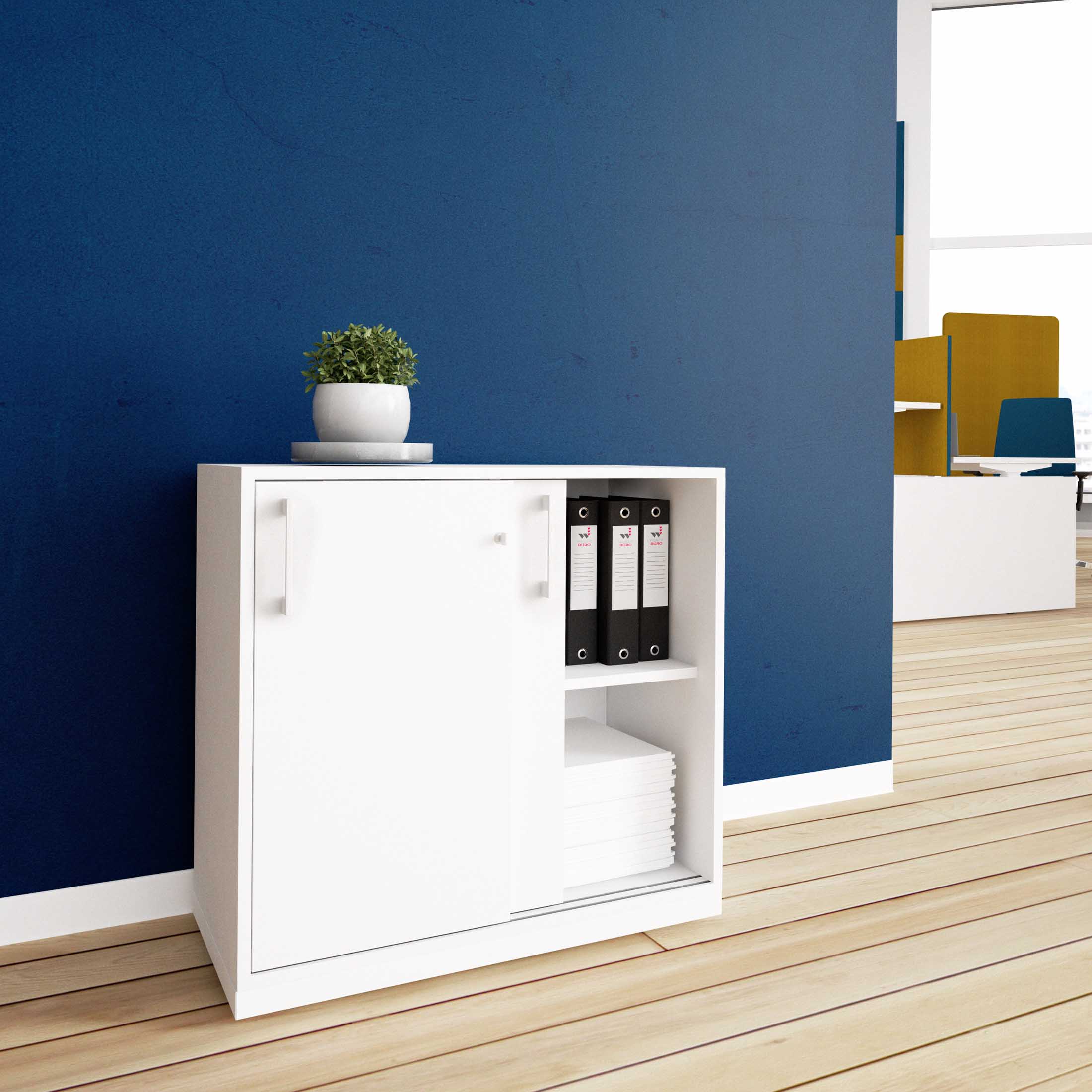 CHOICE Sliding door cabinet | 2 Oh, 800 x 760 mm, white - 1 Main Image