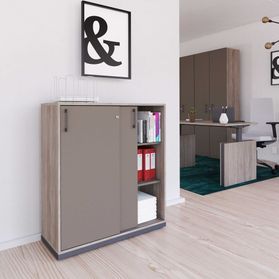 CHOICE Schiebetürenschrank | 3 OH, 1000 x 1115 mm, Nordeiche grau / Cubanitgrau