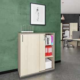 CHOICE Schiebetürenschrank | 3 OH, 1000 x 1115 mm, Cubanitgrau / Sandesche