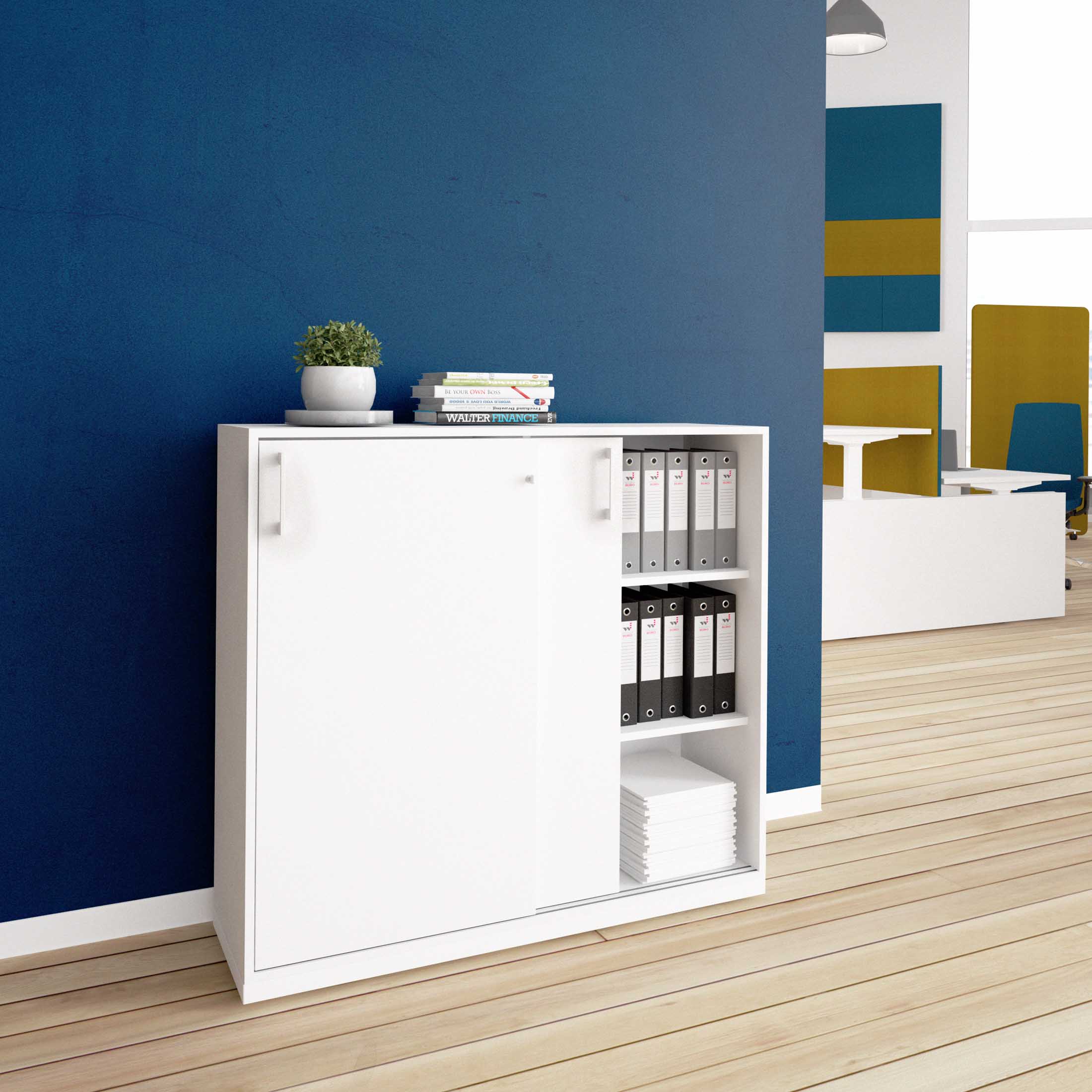 CHOICE Sliding door cabinet | 3 Oh, 1200 x 1115 mm, white - 1 Main Image