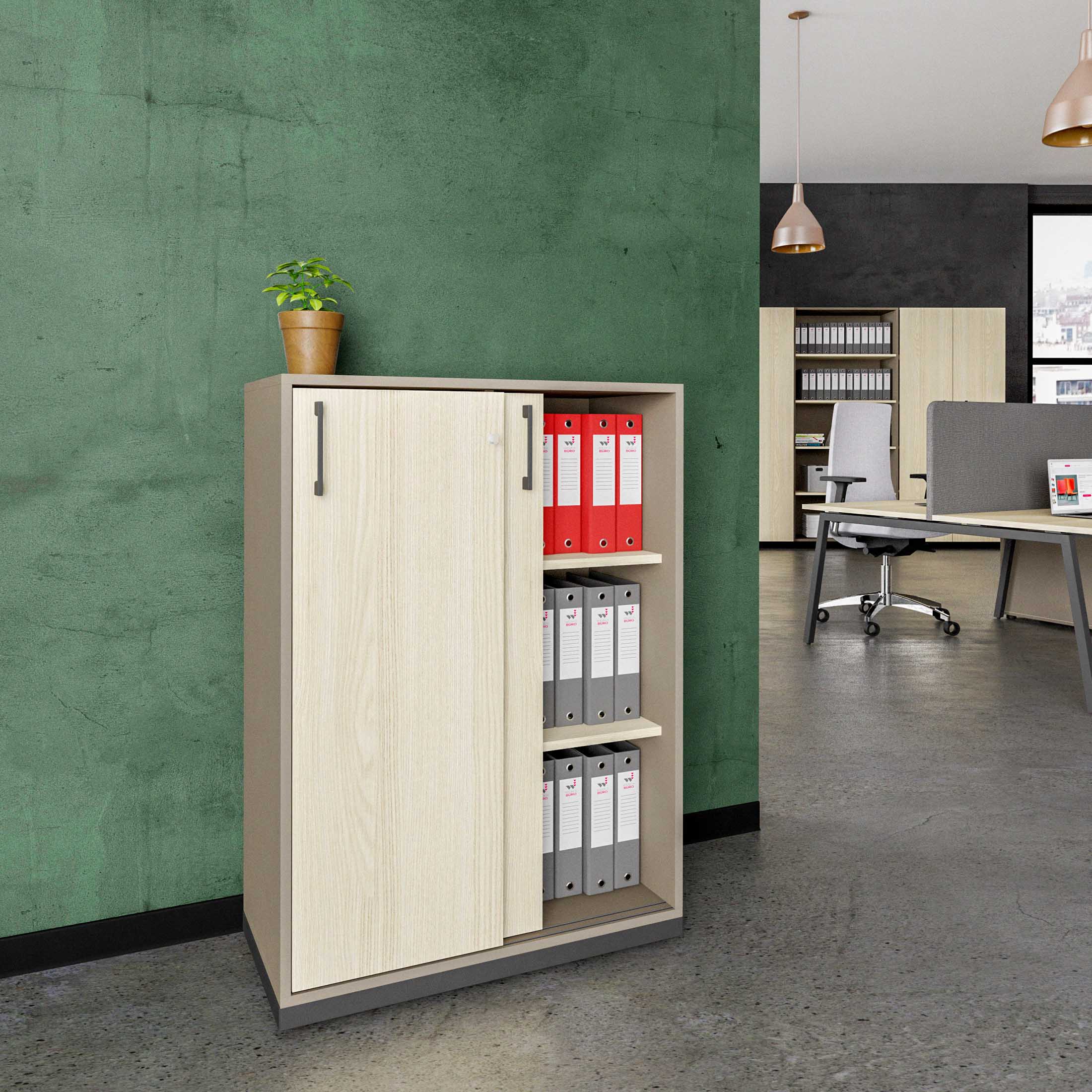 CHOICE sliding door wardrobe | 3 OH, 800 x 1115 mm, Cubanite gray / sand ash - 1 Main Image