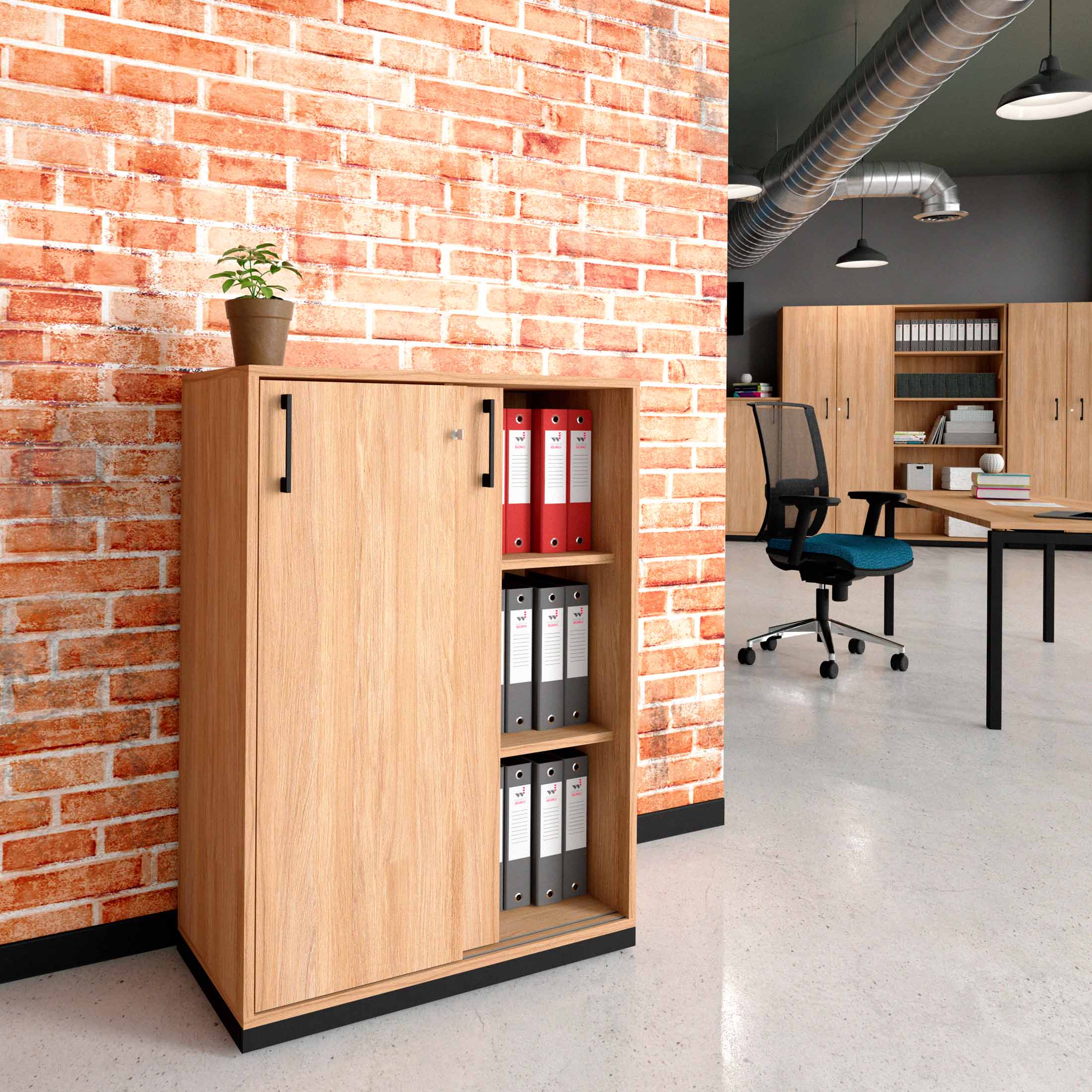 CHOICE sliding door wardrobe | 3 OH, 800 x 1115 mm, amber oak - 1 Main Image