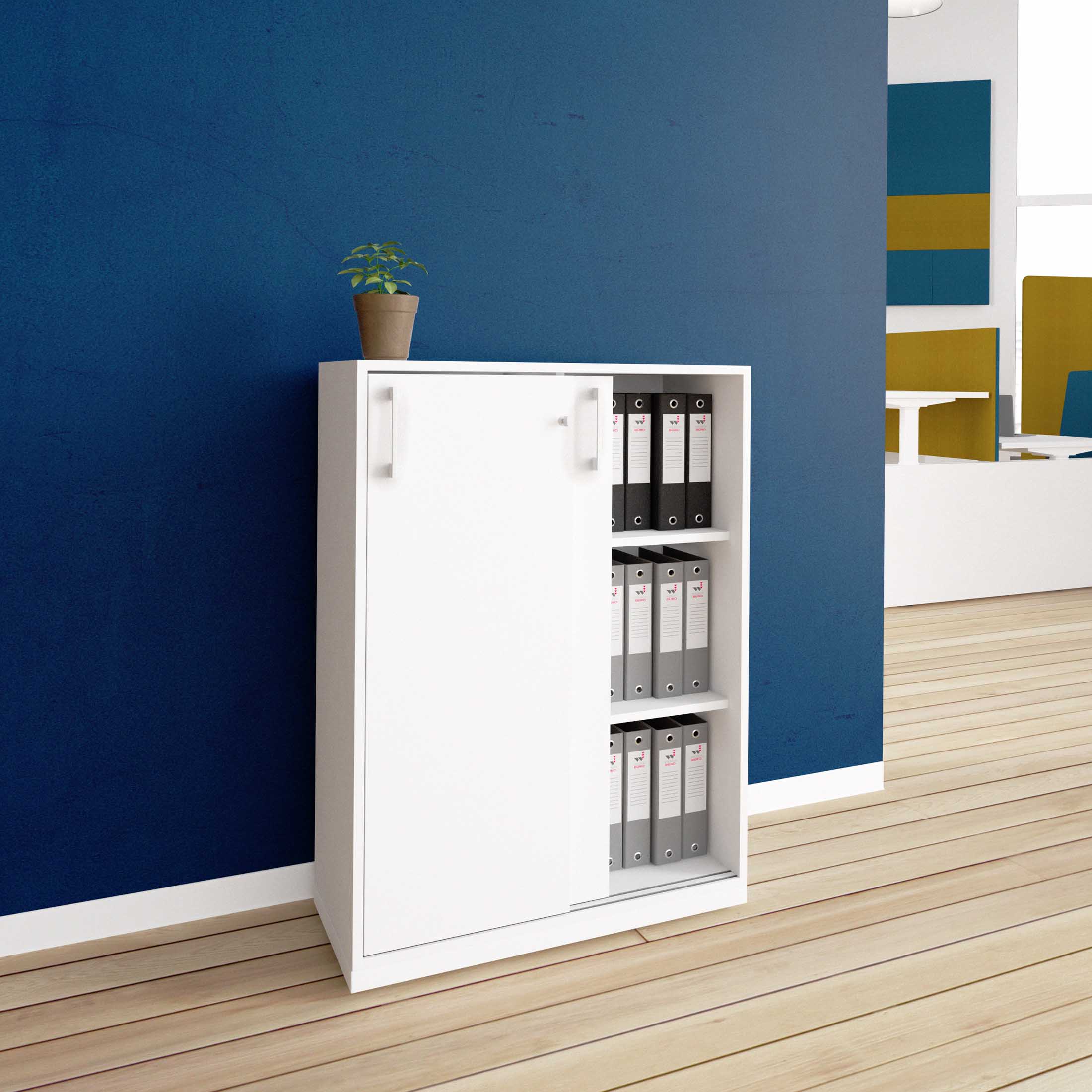 CHOICE Sliding door cabinet | 3 Oh, 800 x 1115 mm, white - 1 Main Image
