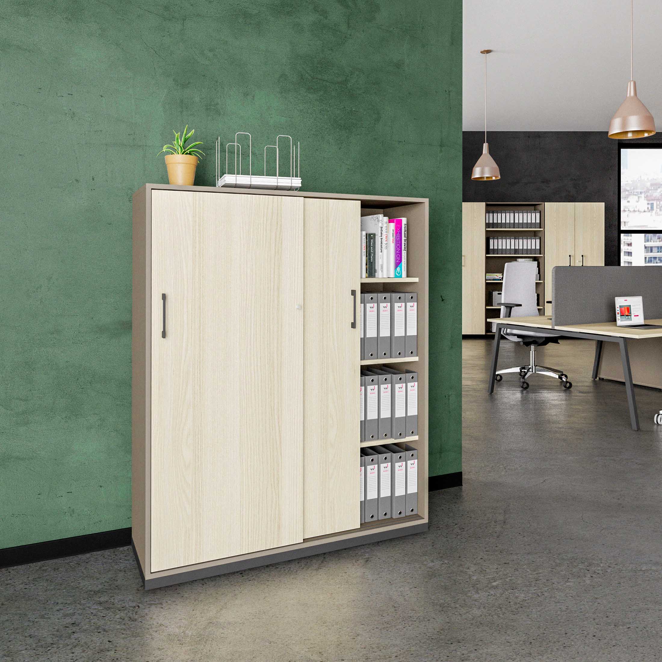 CHOICE sliding door wardrobe | 4 OH, 1200 x 1465 mm, cubanite gray / sand ash - 1 Main Image