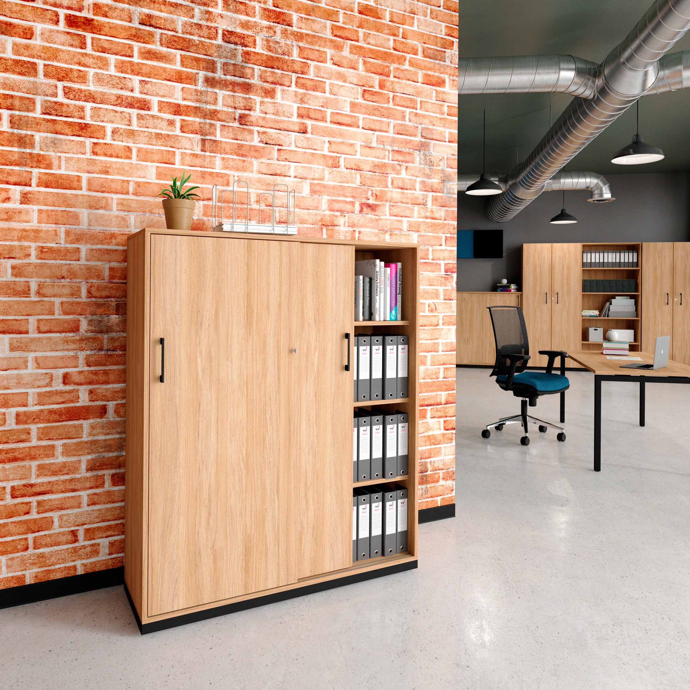 CHOICE sliding door wardrobe | 4 OH, 1200 x 1465 mm, amber oak - 1 Main Image