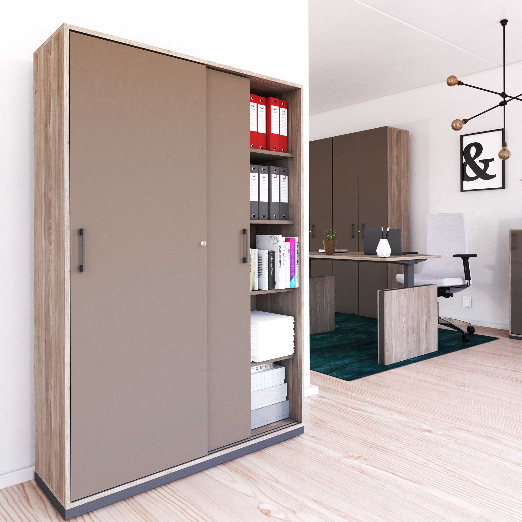 CHOICE sliding door wardrobe | 5 OH, 1200 x 1820 mm, northern oak gray / cubanite gray - 1 Main Image