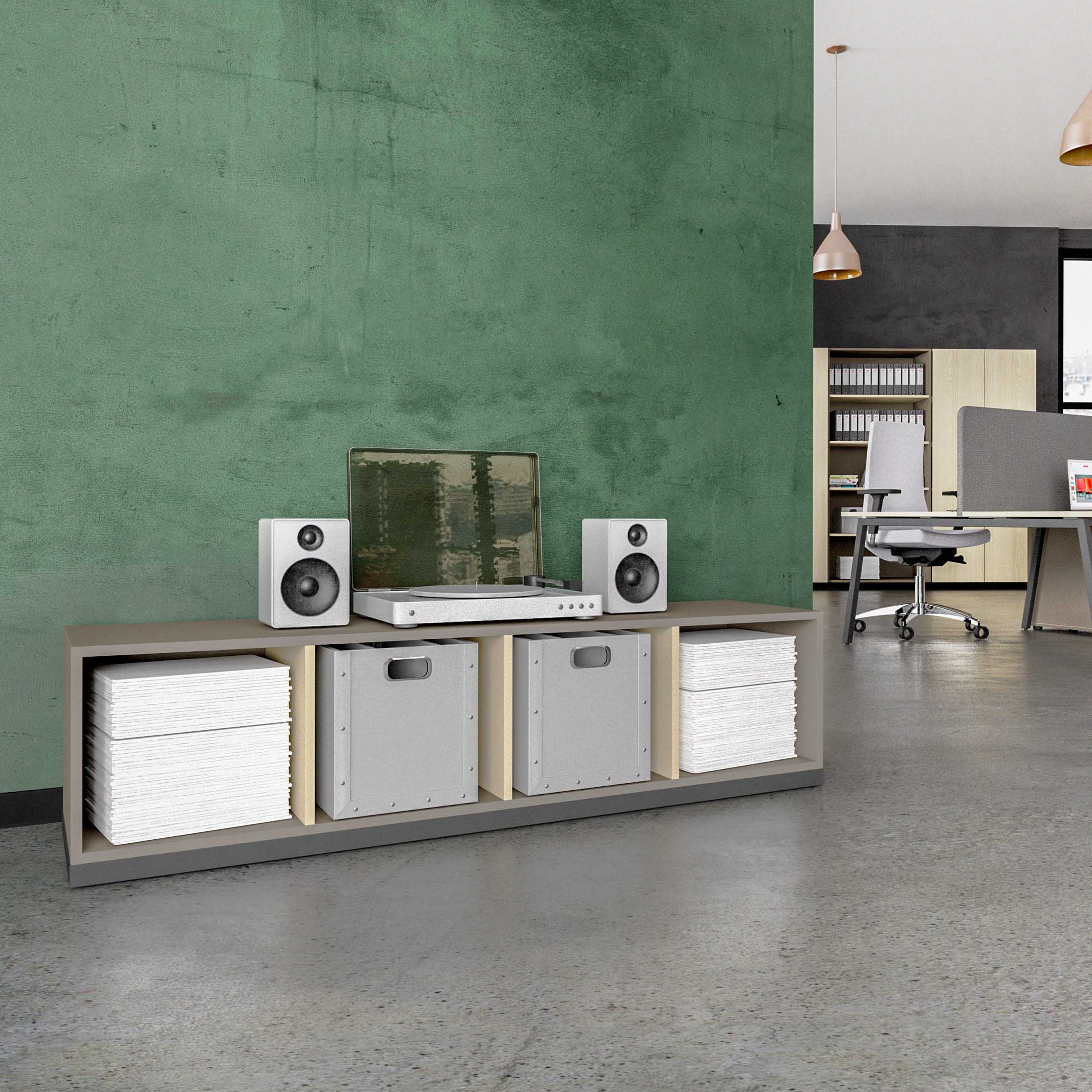 CHOICE bookshelf | 1 OH, 1600 x 410 mm, cubanite gray / sand ash - 1 Main Image